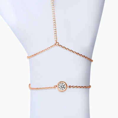 Silver Rose Gold Sparkling Zircon and Line Bracelet