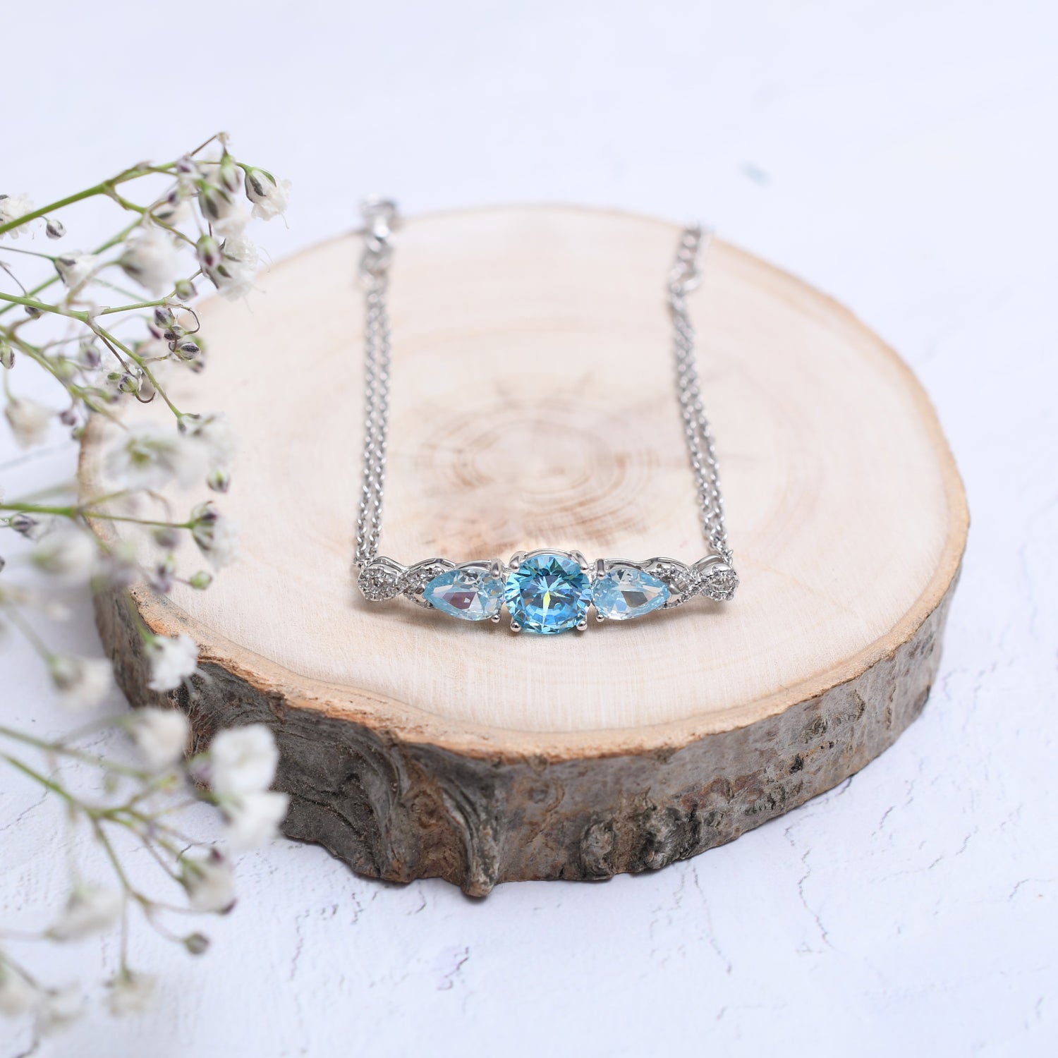 Silver Aquamarine Blue Explorer Bracelet - Main Image