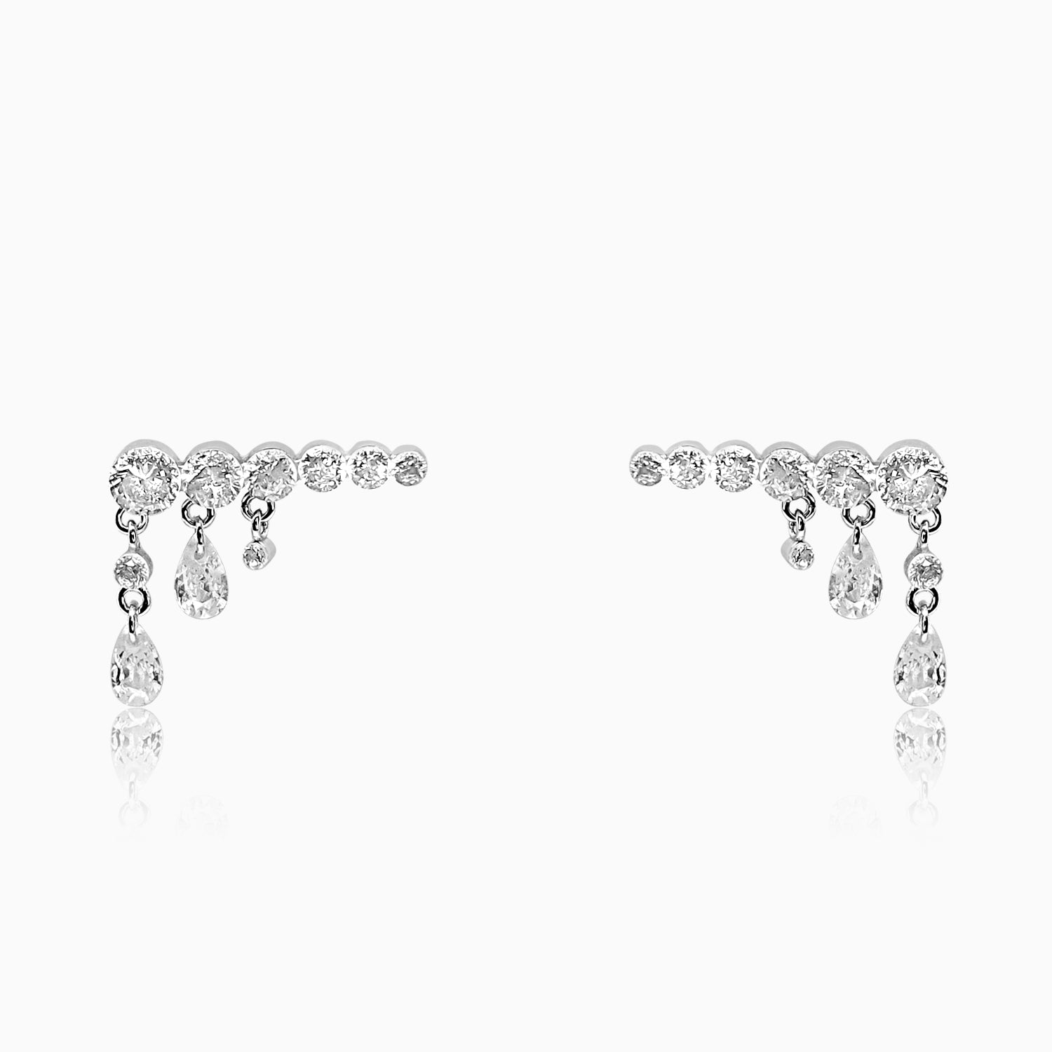 Silver Ascending Solitaires with Swarovski Danglers Earrings