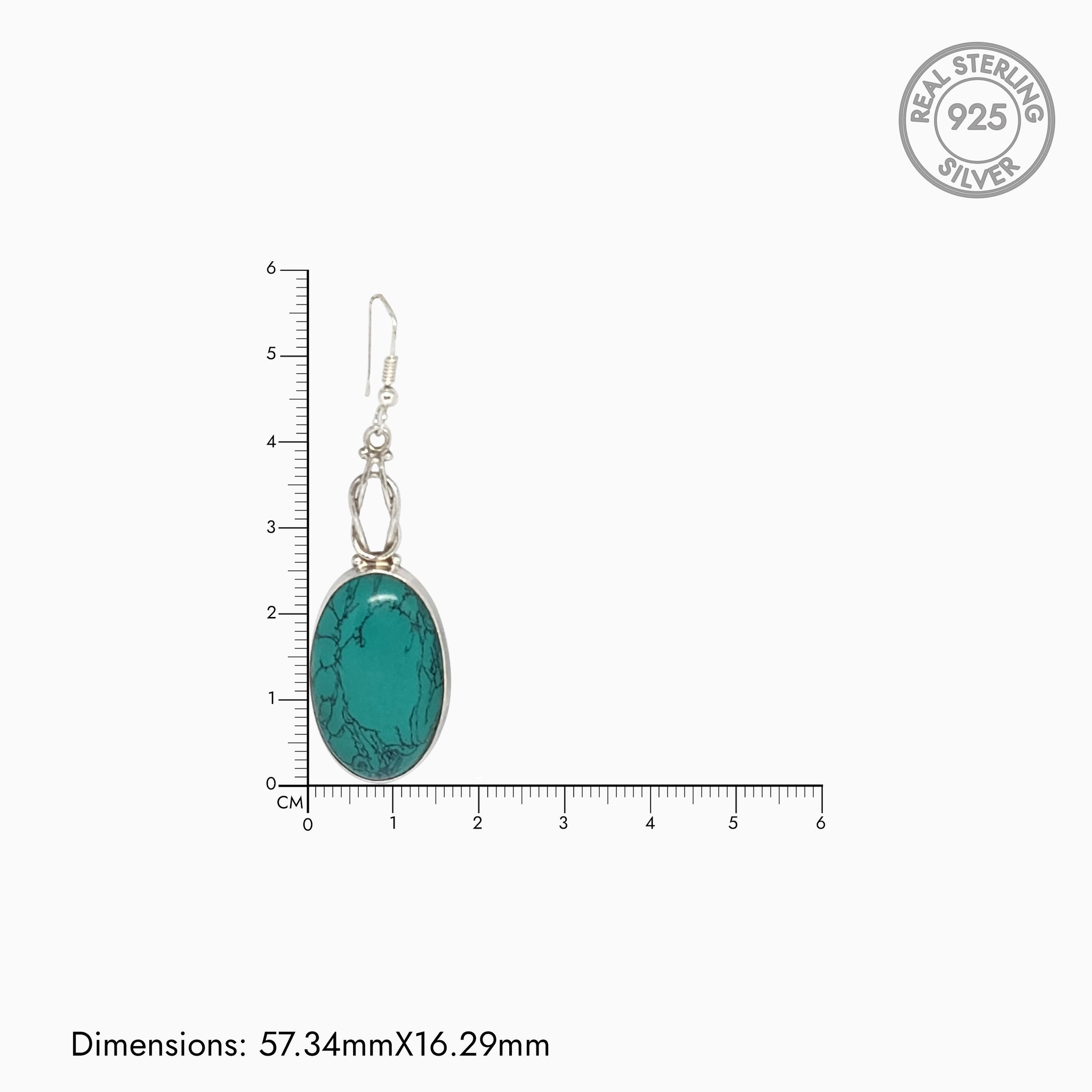 Silver Knotted Oval Turquoise Earrings