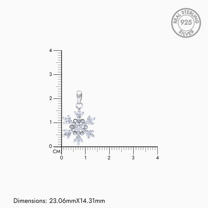 Silver Snowflake Pendant with Link Chain