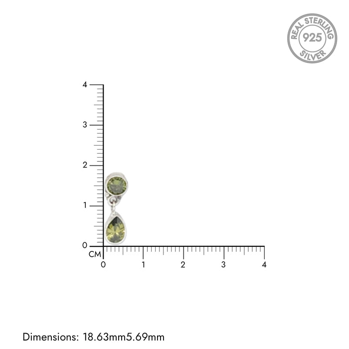 Silver Oval Drop Peridot Earrings