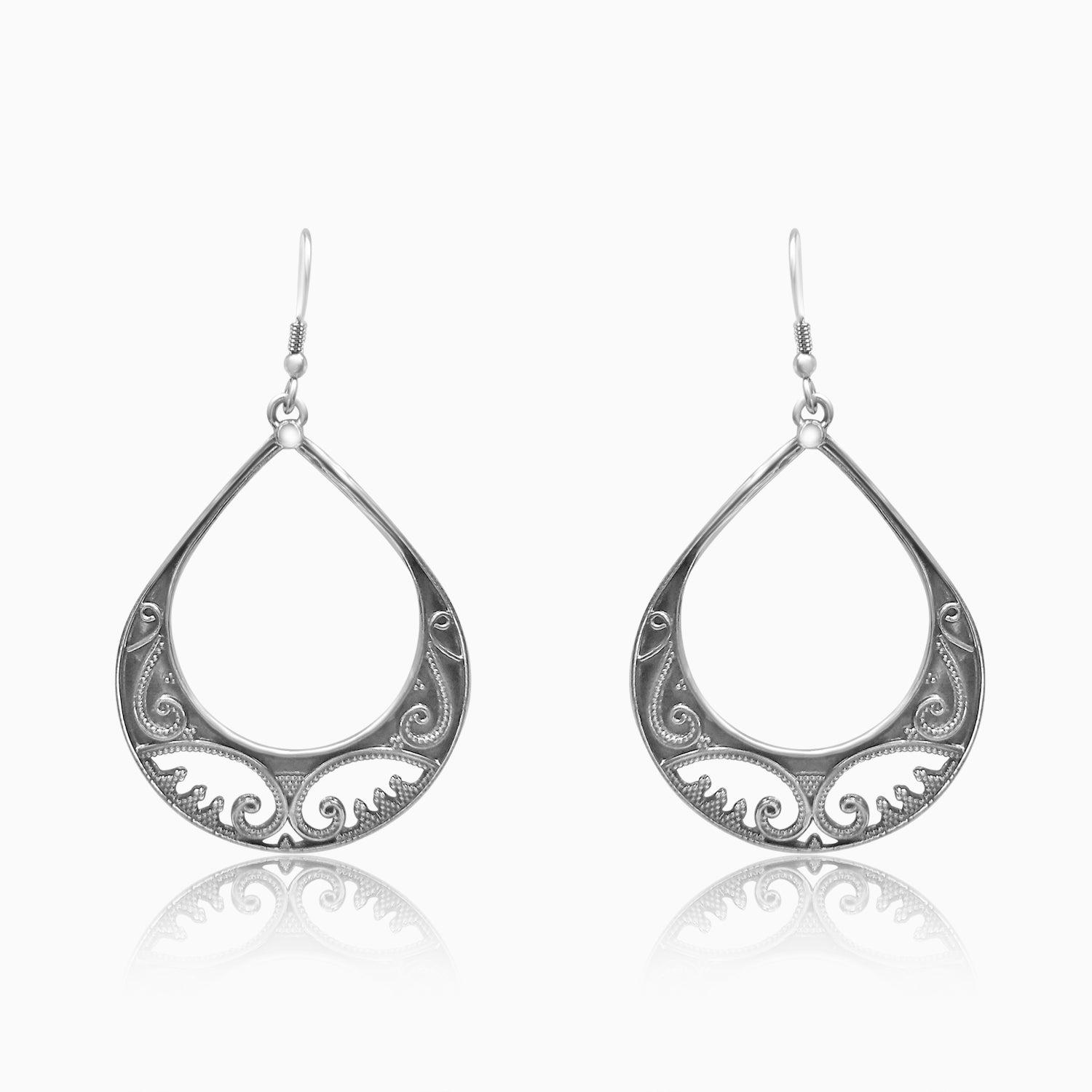 Silver Oxidised Grand Drop Earrings