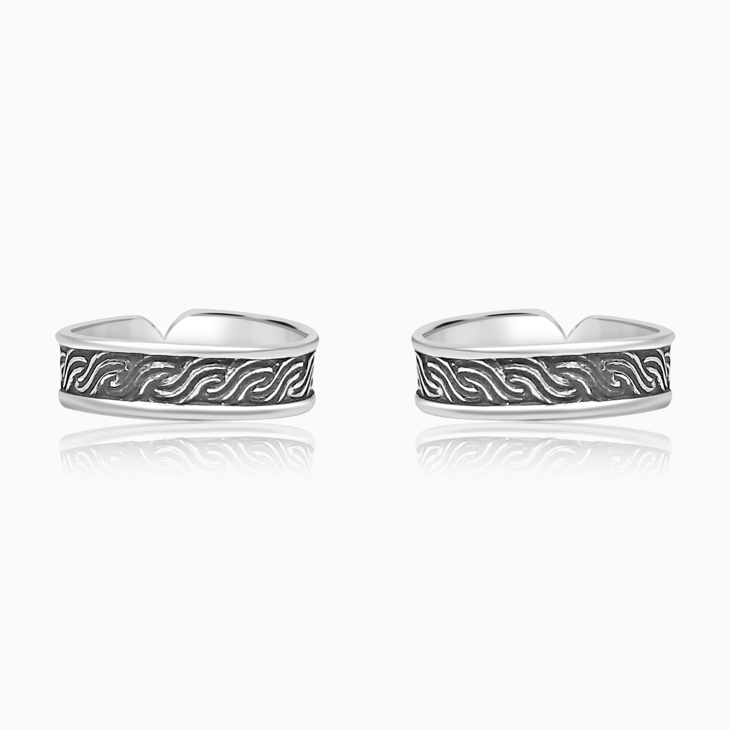 Silver Oxidised Cascading Flow Toe Rings