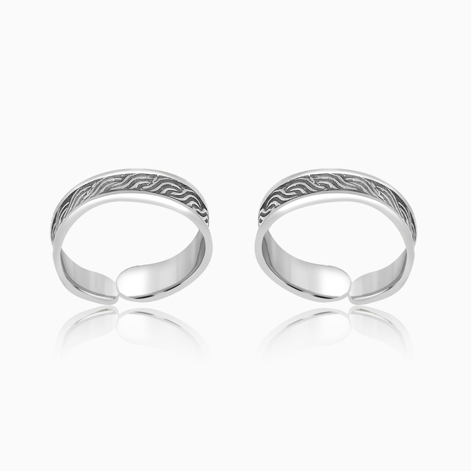 Silver Oxidised Cascading Flow Toe Rings
