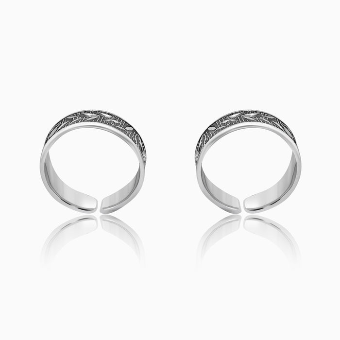 Silver Oxidised Cascading Leaves Toe Rings