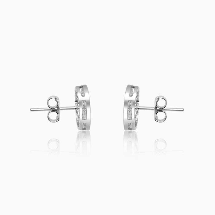 Silver Round Evil Eye Earrings