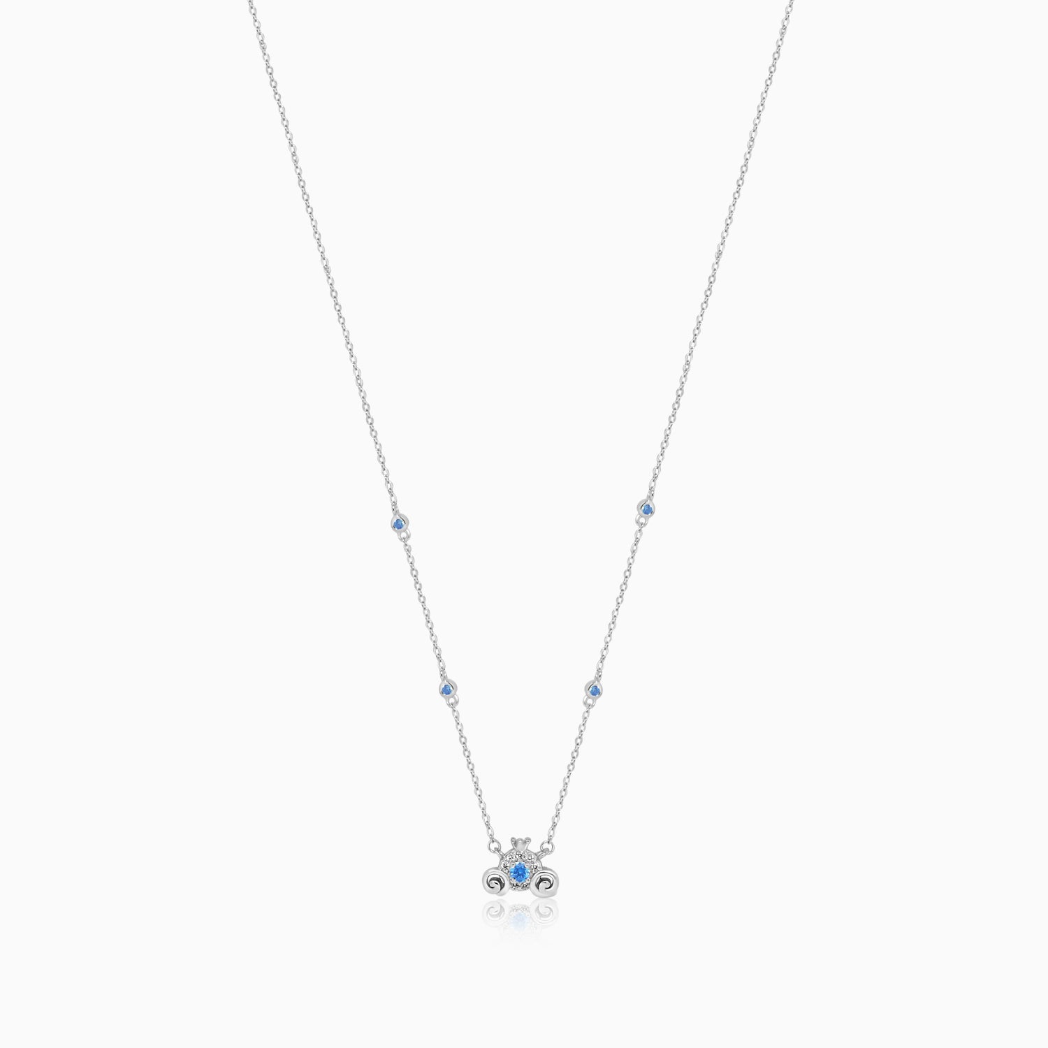 Silver Aquamarine Blue Oxidised Tiara Necklace