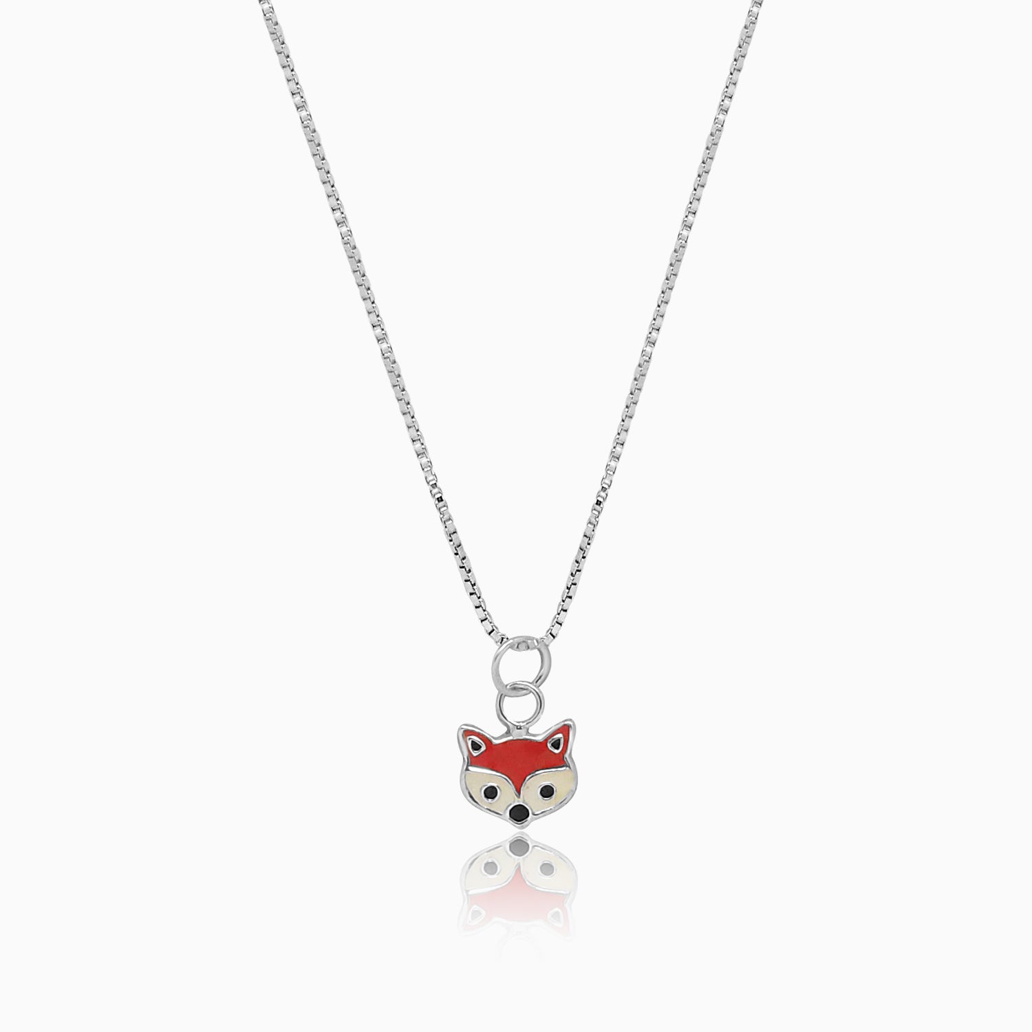 Silver Little Fox Necklace Set