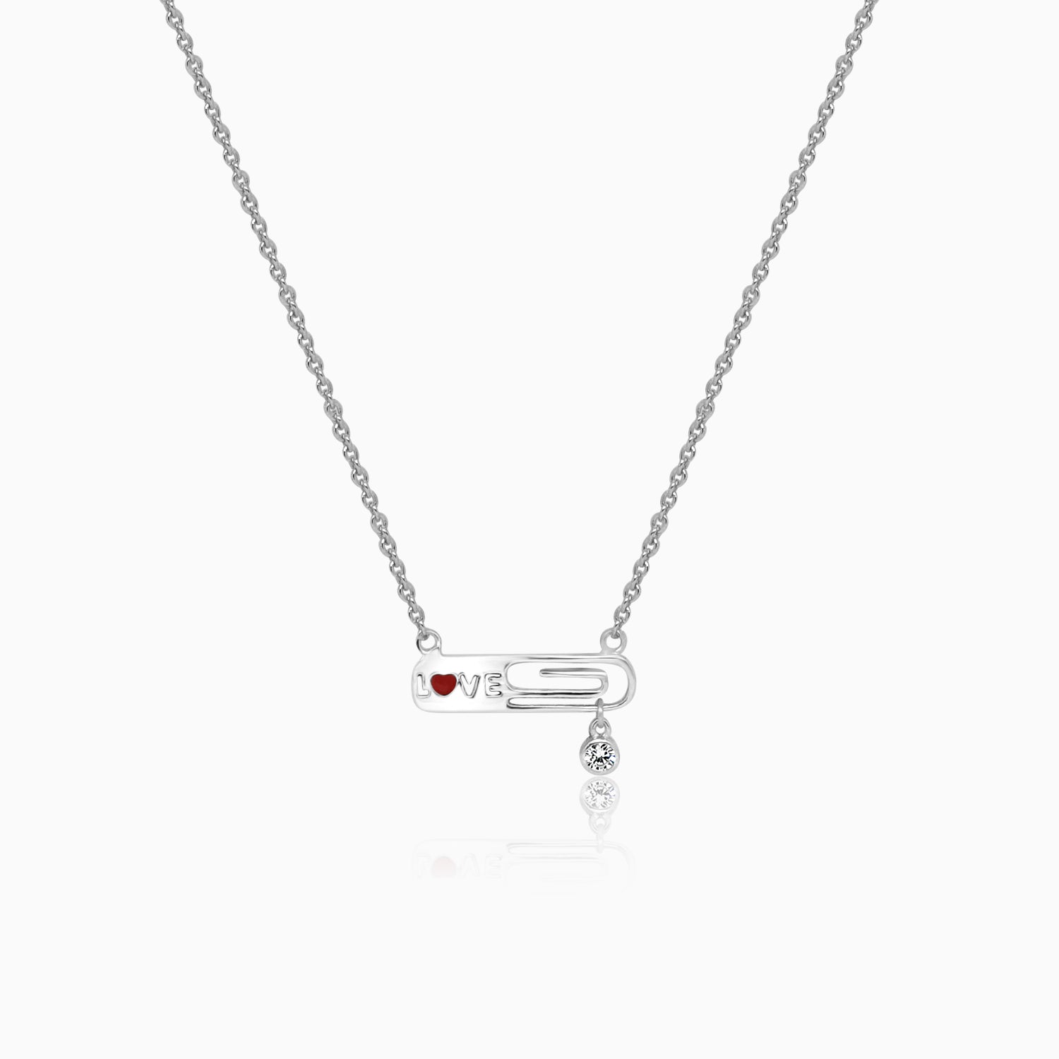 Silver Love Clip Necklace