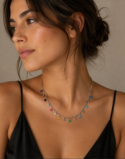 Silver Stellar Prism Star Necklace