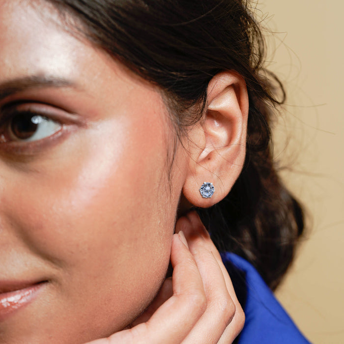 Silver Zircon Stud Earrings 6mm
