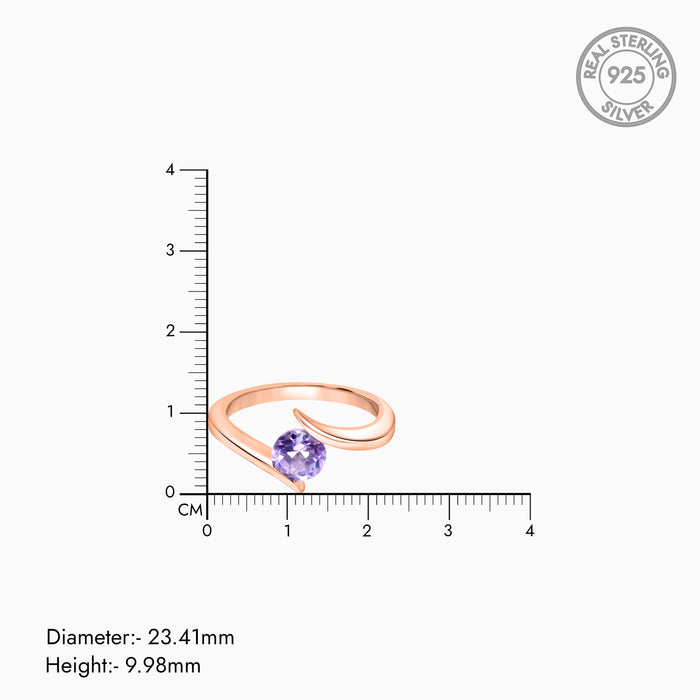Silver Rose Gold Amethyst Embrace Ring