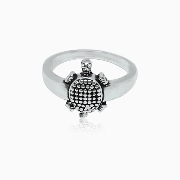 Silver Turtle Contemporary Ring