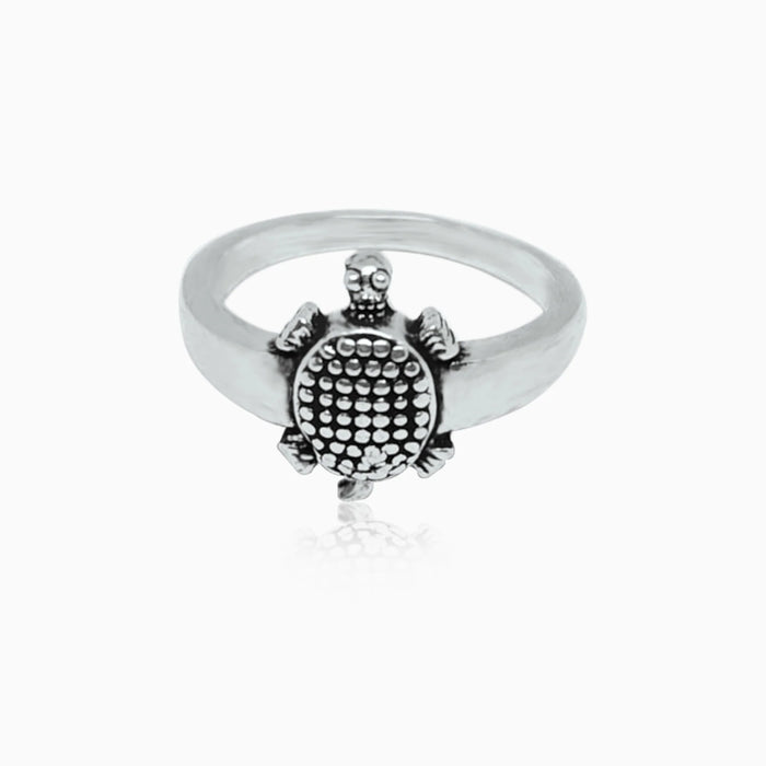 Silver Turtle Contemporary Ring