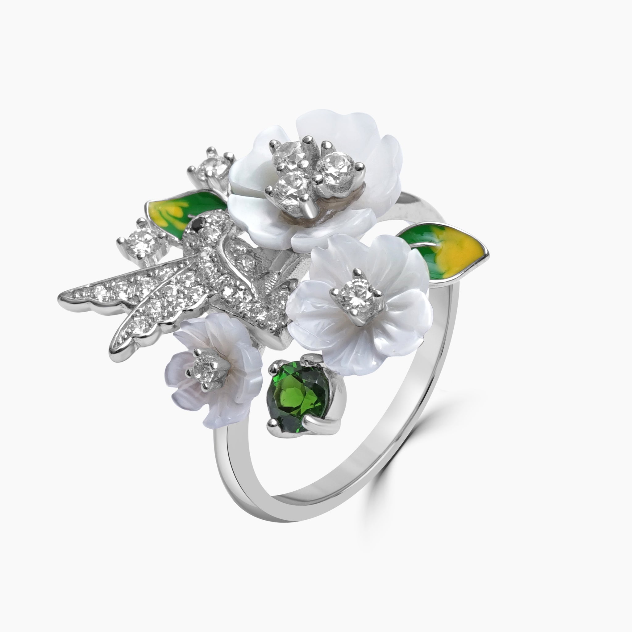 Silver Elysian Nectar Blossom Ring