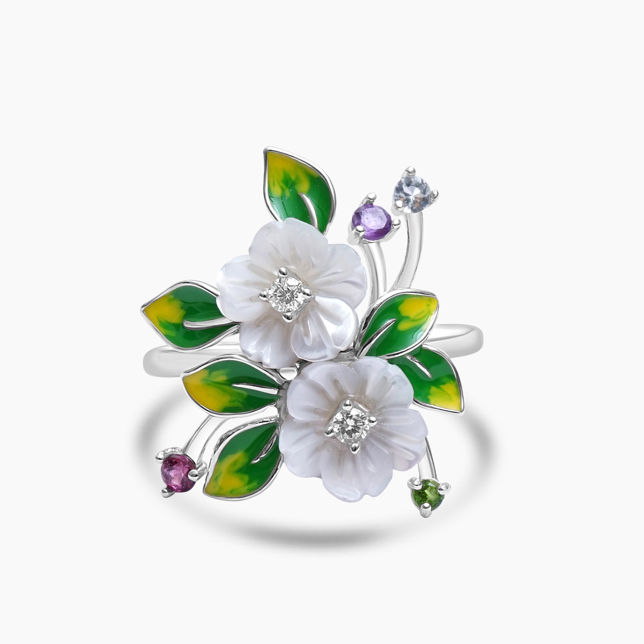 Silver Floral Elegance Enchanted Blossom Ring