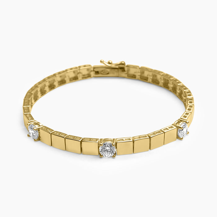Silver Three Stone Flat Bracelet