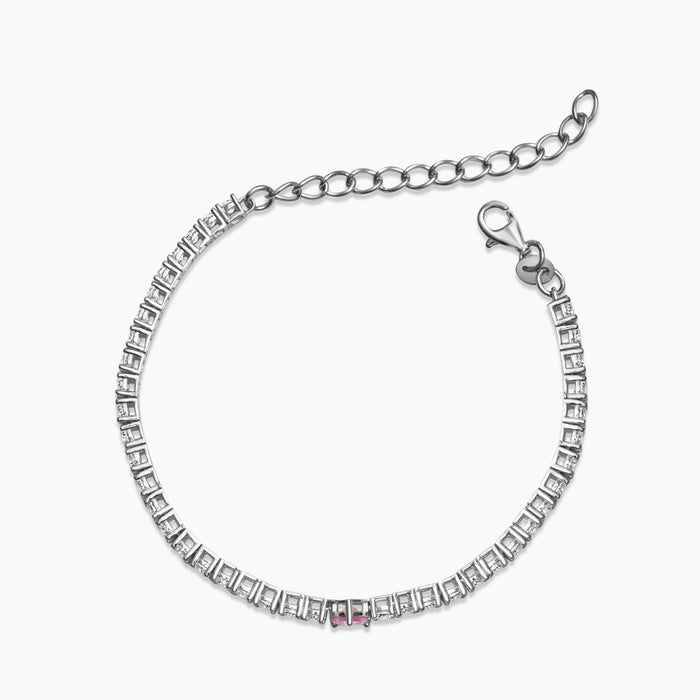 Silver Pink Radiance Heart Bracelet