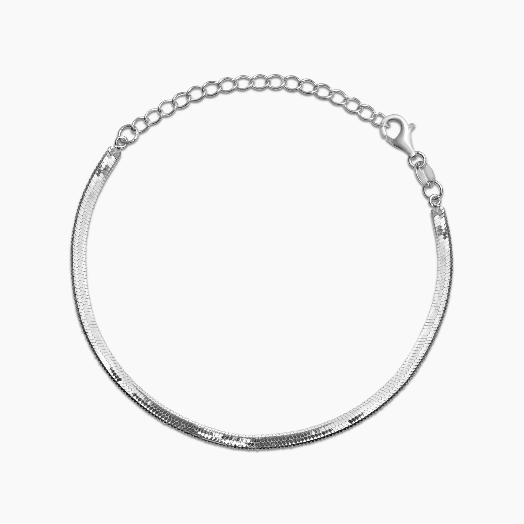 Silver Flat Chain Bracelet Klask Men's Silver Indian Flat Snake