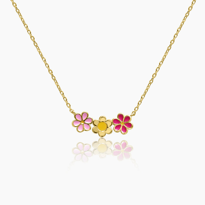 Silver Three Flower Necklace