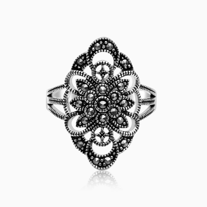 Silver Classic Marcasite Cocktail Ring