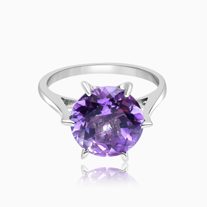 Silver Classic Amethyst Ring