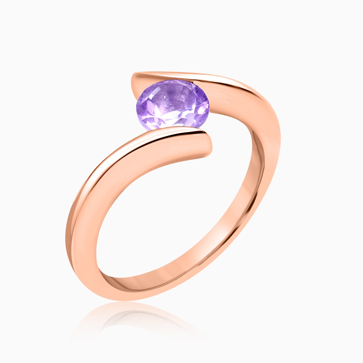 Silver Rose Gold Amethyst Embrace Ring