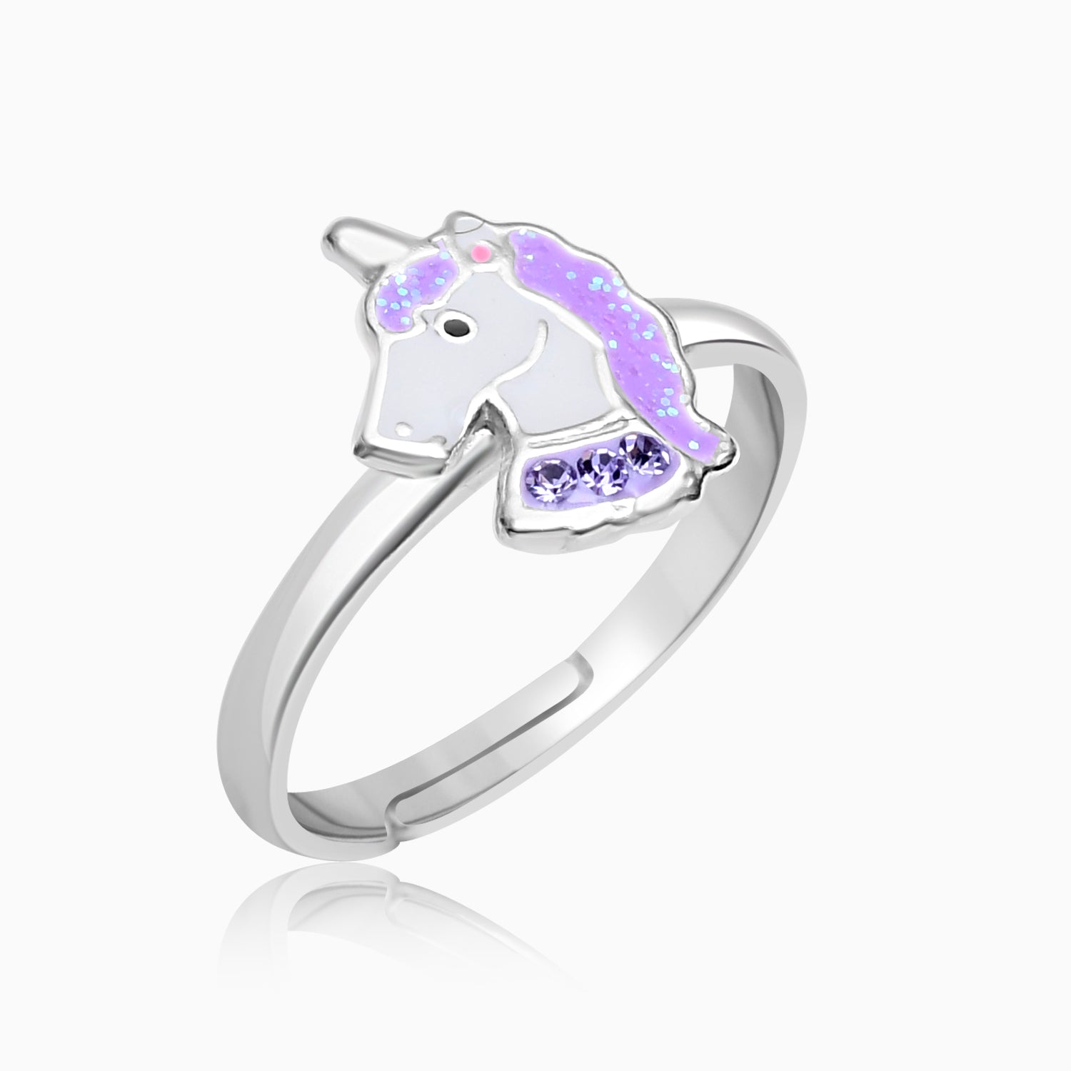 Silver Purple Unicorn Ring