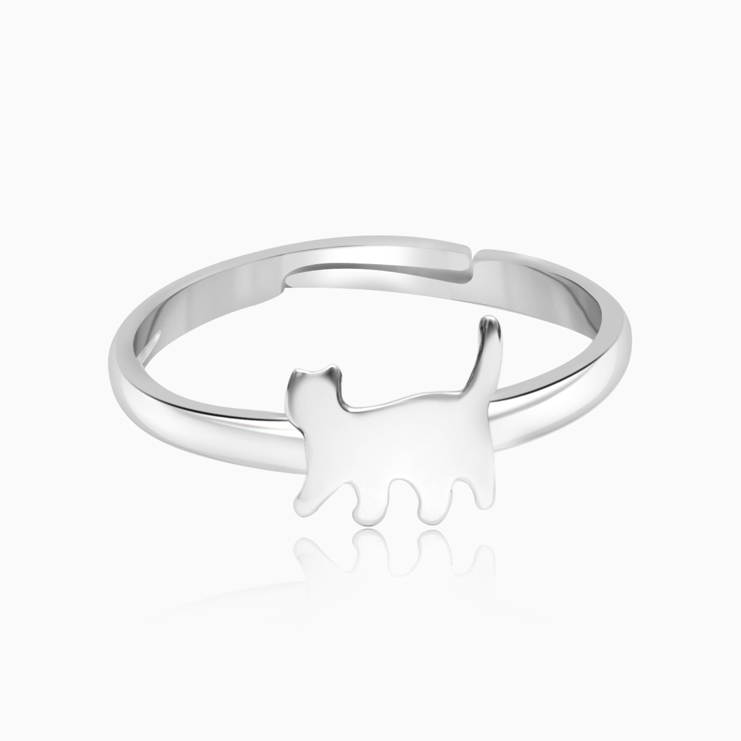 Silver Cute Cat Ring