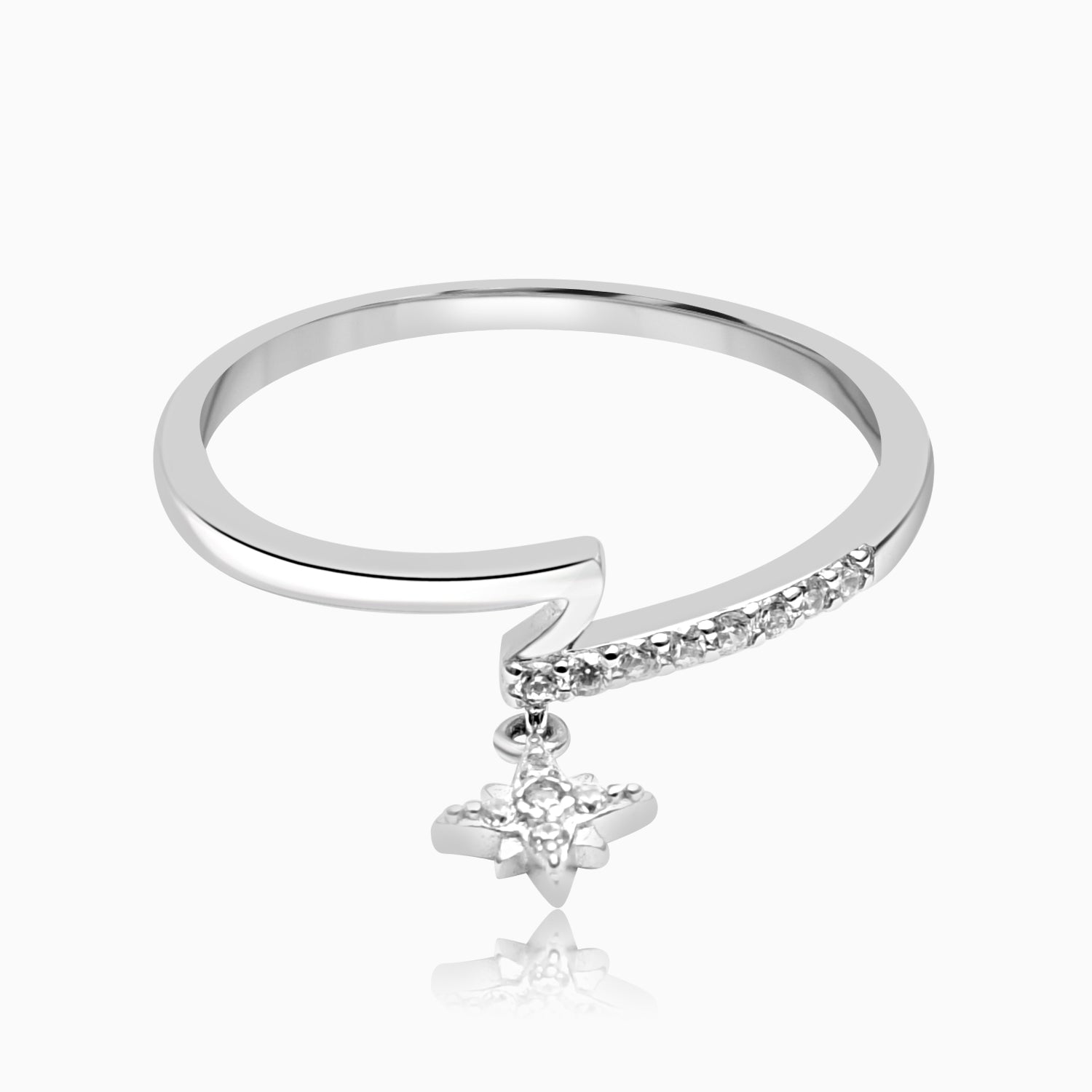Silver Dangling Star Sparkle Ring