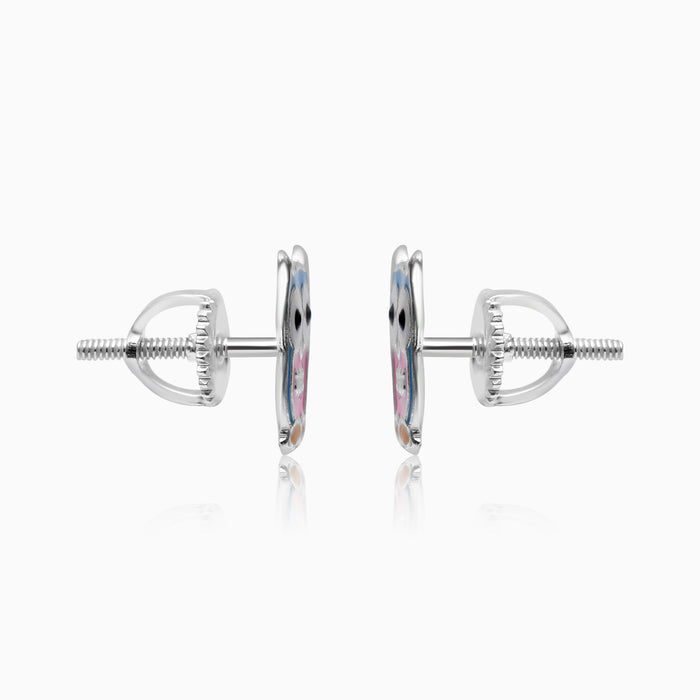 Silver Kids Owl Screw Back Earrings