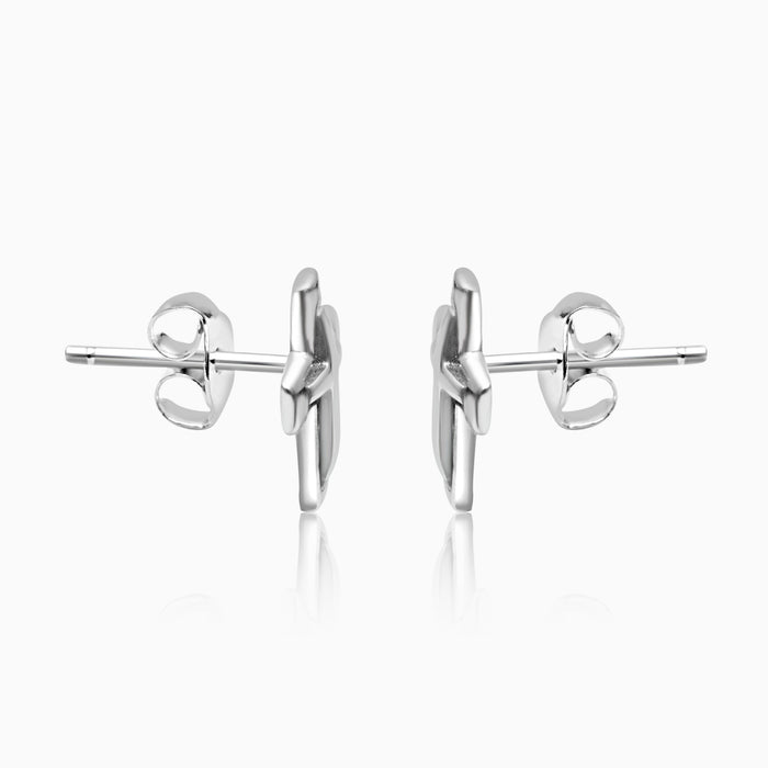 Silver Highlight Holy Cross Stud Earrings