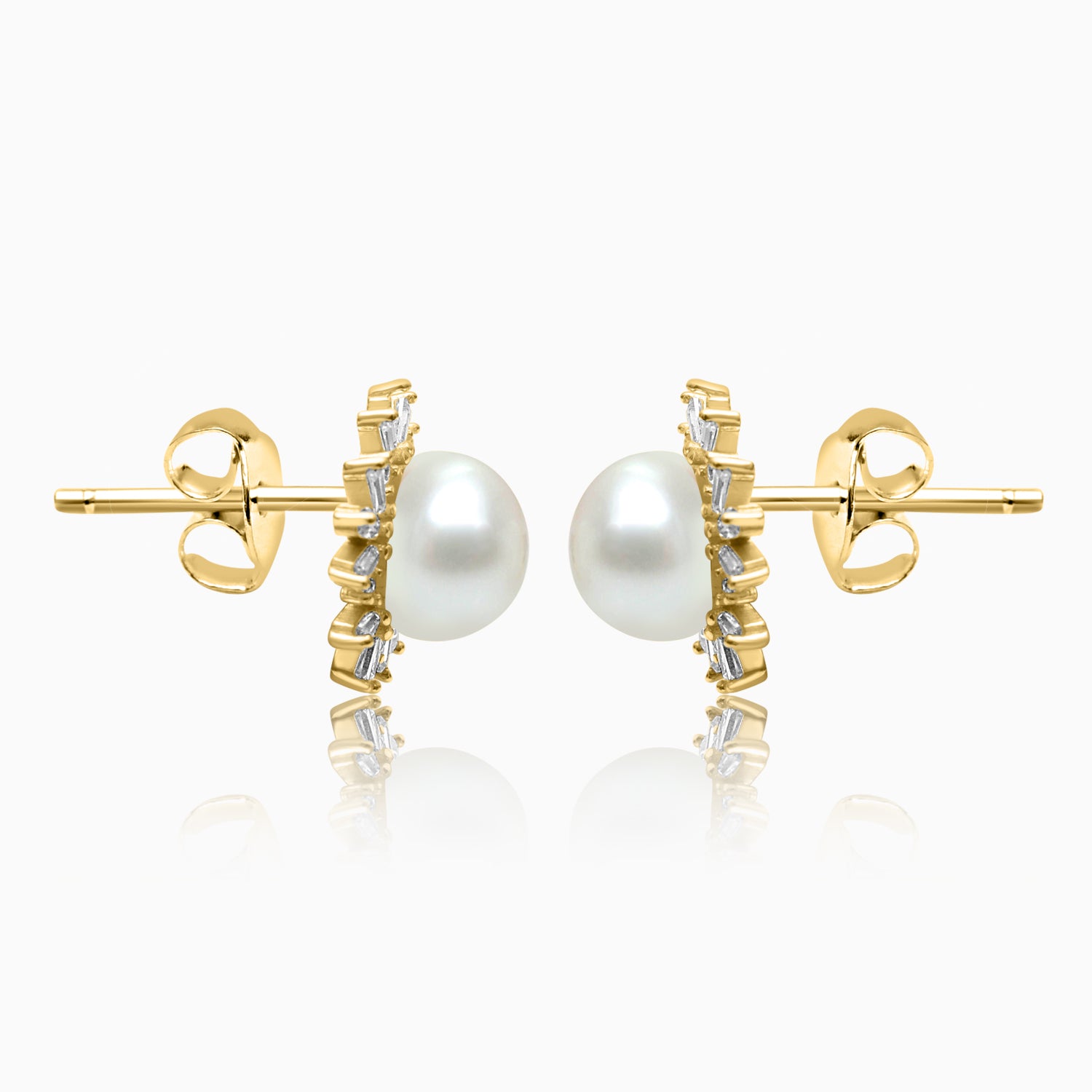 Silver Gold Dazzling Sunshine Pearl Earrings