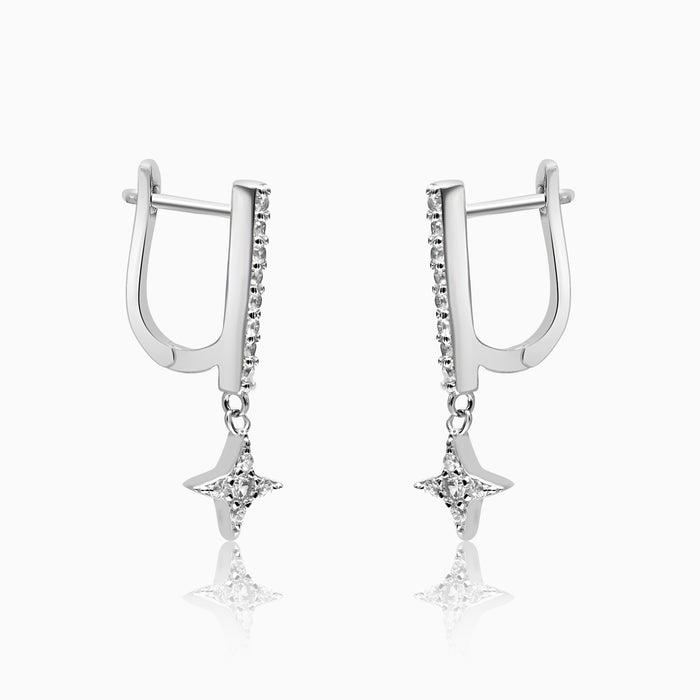Silver Sparkle Drop on English Lock Earrings