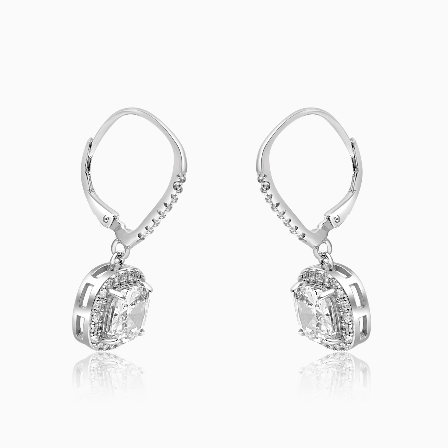 Silver Dangling Grand Solitaire Earrings