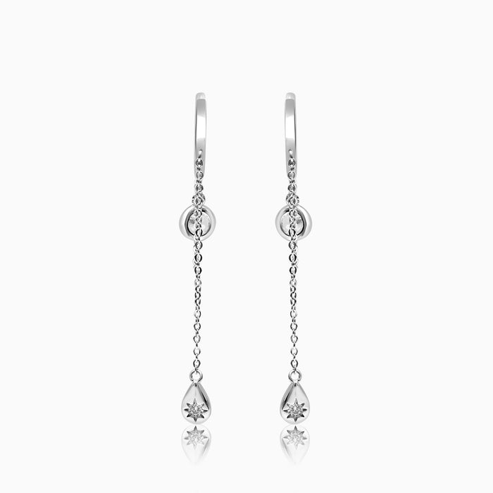 Silver Shimmy Dangler Hoop Earrings