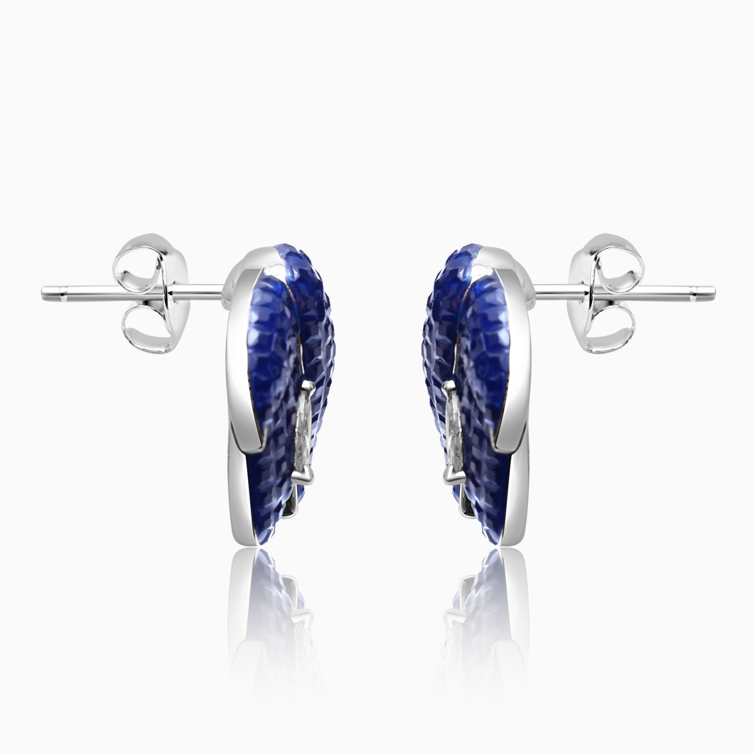 Silver Siberian Sapphire Flower Earrings