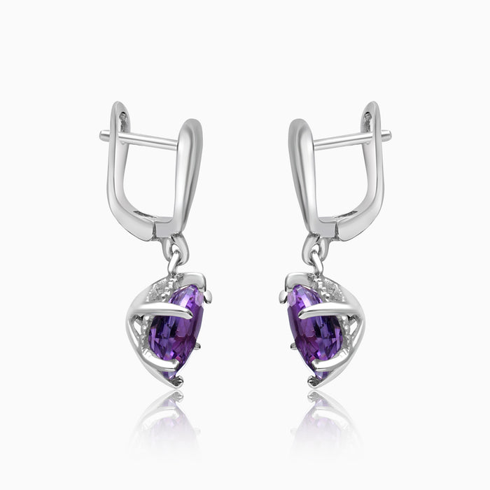 Silver Classic Amethyst Earrings