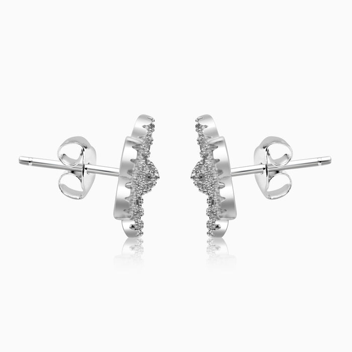 Silver Sparkling Stellar Flower Earrings