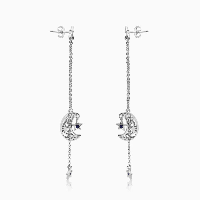 Silver Dangling Star n Moon Earrings
