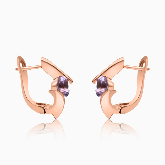 Silver Rose Gold Amethyst Embrace Earrings