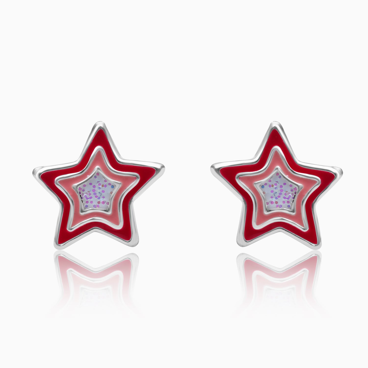 Silver Kids Purple Star Stud Earrings