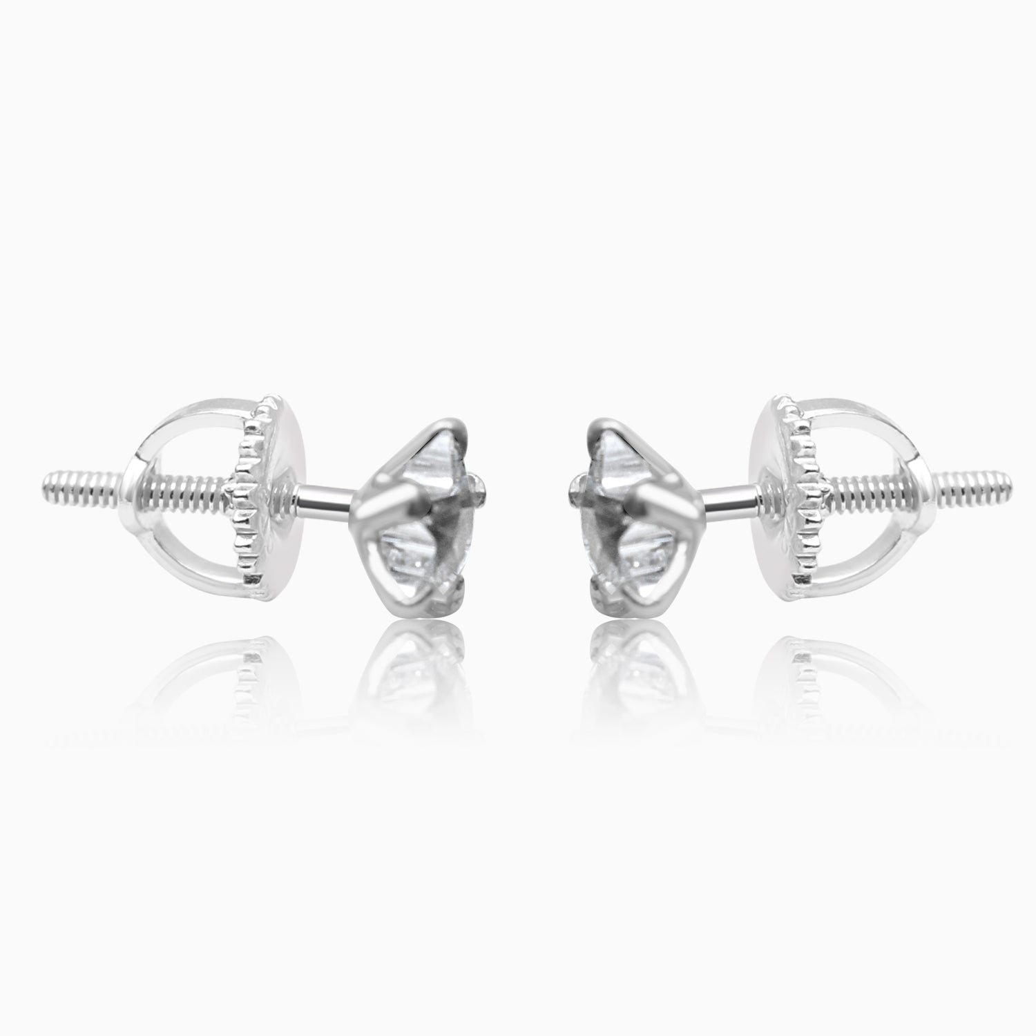 Silver Star Cubic Zircon Screw Back Earrings