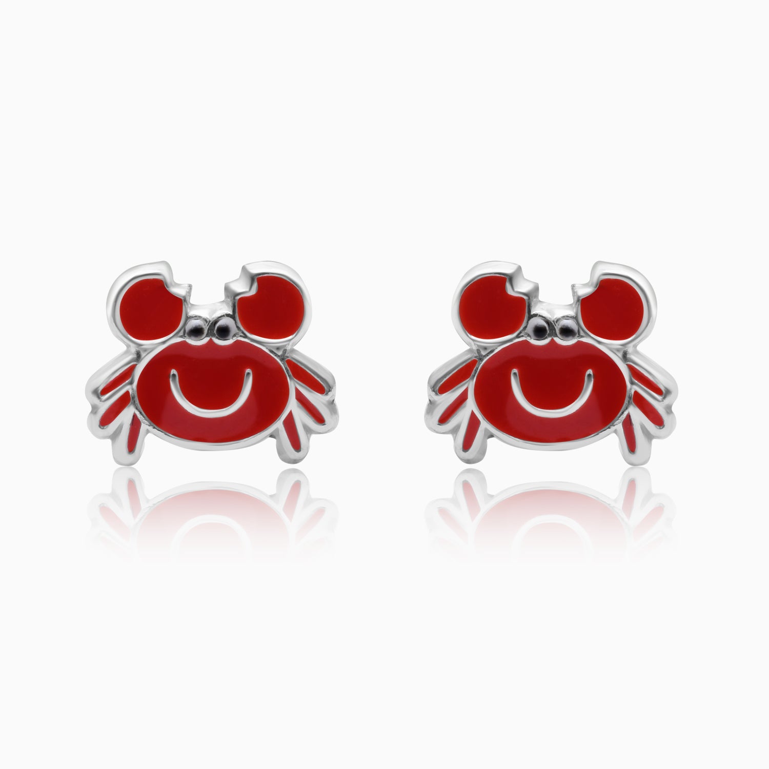 Silver Smiley Crab Kids Earrings