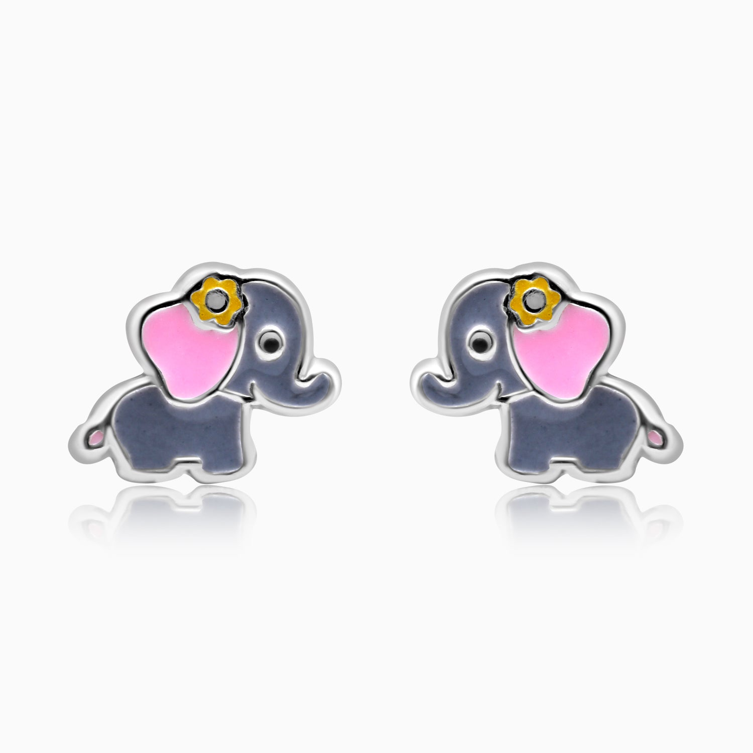 Silver Kids Cute Elephant Earrings