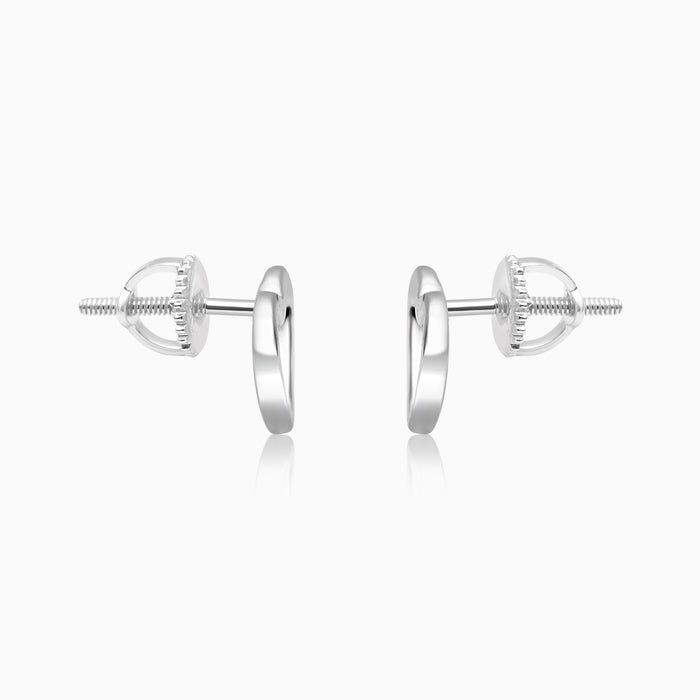 Silver Kids Heart Screw Back Earrings