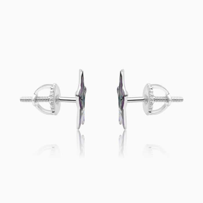 Silver Kids Purple Star Stud Earrings
