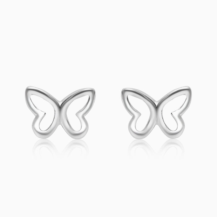 Silver Kids Butterfly Screw Back Earrings