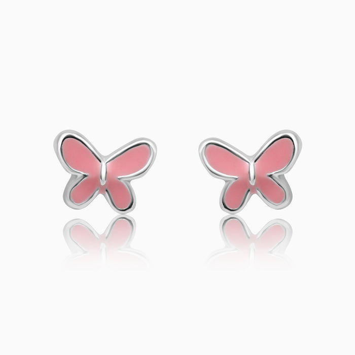 Silver Kids Butterfly Screw Back Earrings